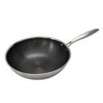 Factory Wholesale PFOA Free Non Stick Works 18/8 Stainless Steel Wok Pan with