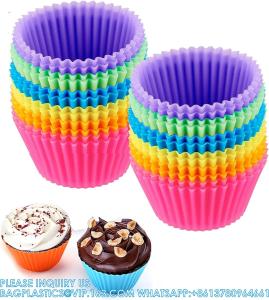 China Reusable Silicone Cupcake Baking Cups 24 Pack, 2.75 Inch Cups, &amp; Non-Stick Muffin Liners For Party Halloween wholesale