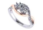 Round Cut 9K Silver Ring 9 Carat Romantic 2 Tone Color ODM For Wedding