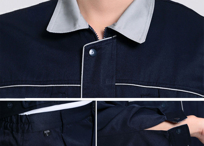 Eco - Friendly Industrial Work Uniforms Cuff Snap Design With Pocket On Sleeve