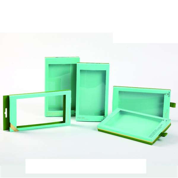 350g C1S paper matt finishing blue cell phone box with clear PET window for