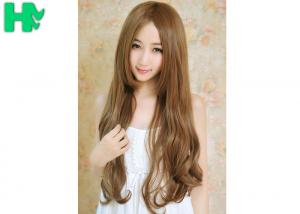 China HuanFei Hair Synthetic Brown Wigs For Beautiful Women Long Wavy on sale