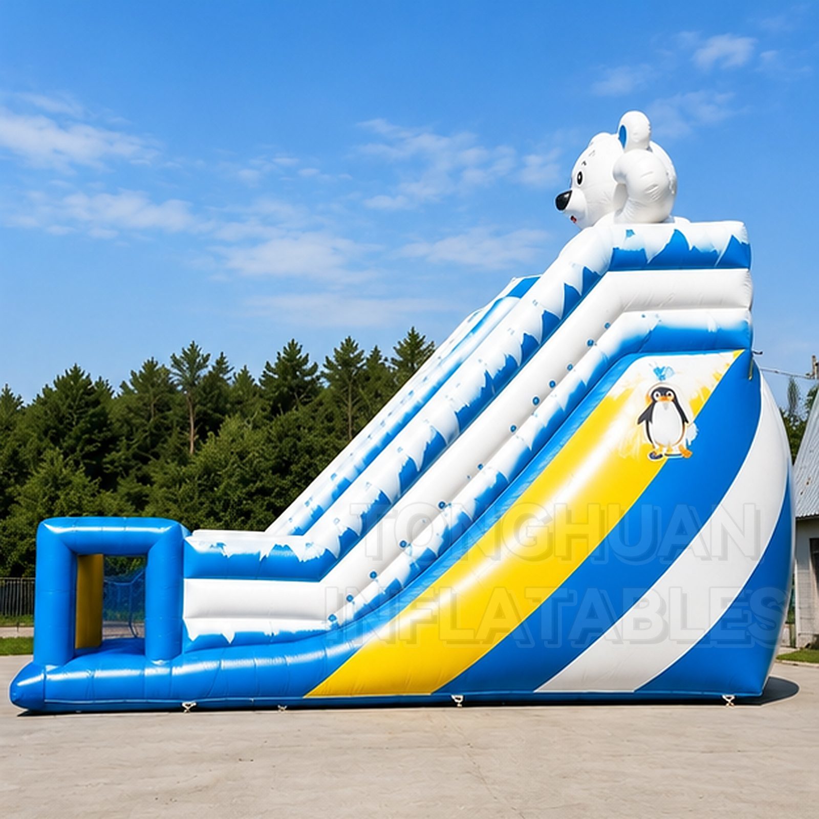 Polar Bear Ice Mountain Inflatable Slide Combo with Climbing Lane for Kids Parties Parks and Rental Events