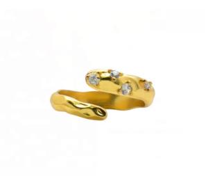 China Size 4-10 CZ Stone Ring 18K Gold Open Snake 925 Sterling Silver Animal Rings wholesale