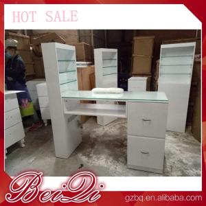 China Modern manicure table vacuum and nail salon furniture cheap nail table white color wholesale