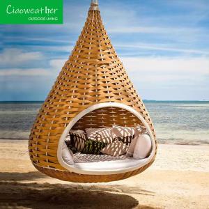 China Outdoor Furniture Wicker Bird's Nest Shaped Swing Chair Bed Customized Color NO Folded wholesale