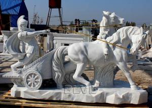 China BLVE Roman Chariot Marble Statues Life Size Outdoor Soldier Sculpture Hand Carved Garden Decoration wholesale
