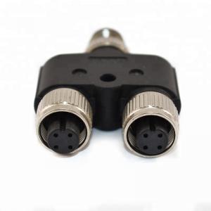 China Customized Waterproof Y Type M12 8 Pin 2 Female to 1 Male M12 8 Poles Connector Adapter for Y Shape Splitter Cable on sale