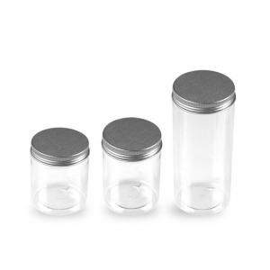 China 250g Screw Cap Plastic PET Plastic Jars Cookie Plastic Food Storage Jars With Metal Cap wholesale