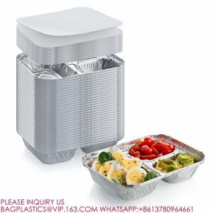 China Disposable Microwave Aluminium Foil Trays Container Compartment box Clear Plastic Lid wholesale