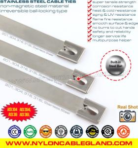 China 316, 304 Steel Cable Tie Wrap, 490lbs Metal Zip Tie Strap, Versatile Ball-Lock Wire Tie 100-1000mm x 7.9mm for Vehicles wholesale