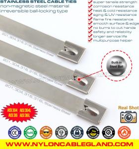 China SCT Series 316, 304 Stainless Steel Cable Tie Metallic Zip Tie Strap with Ball Lock 100-1000mm x 7.9mm wholesale