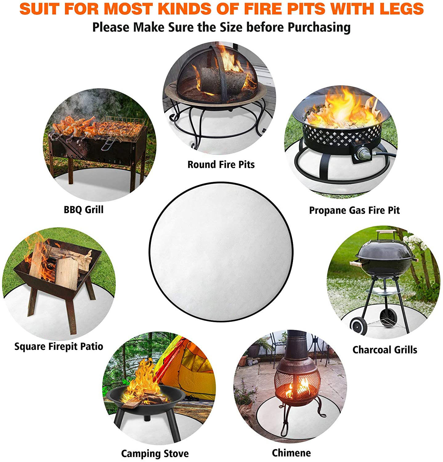 Suntex Fire Pit Mat, Fire Mat for BBQ Grills, Perfect for BBQ, Smokers, Grills