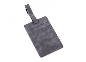 China Grey Genuine Leather Tag Rectangle Pu Leather Luggage Tag Souvenir Gift wholesale
