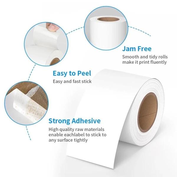 80mm Continuous Direct Thermal Labels Lineless Glossy Printer Shipping Label Paper
