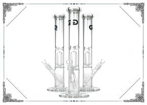 China Grace Straight Tube Clear Glass Bong With Birdcage Perc Hookah For Smoking 15'' wholesale