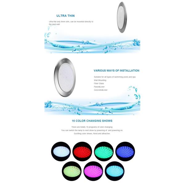 Waterproof IP68 12V Ac Dc Underwater Ultrathin Resin wall mounted Replace Halogen Lamp Led Swimming Pool Light