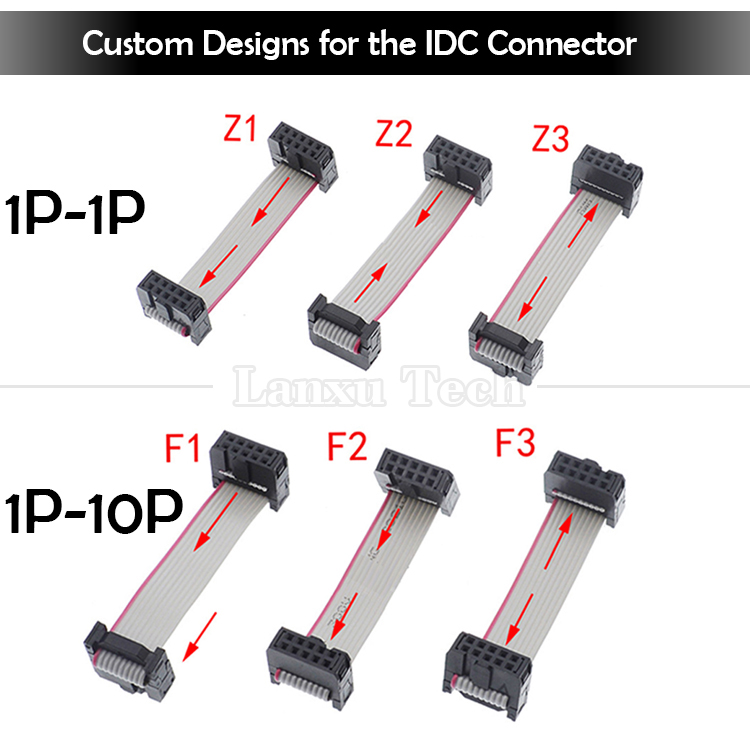 IDC 2.54mm Connector 8 10 12 14 16 18 20 30 40 50 60 PIN 1.27mm Pitch Grey Flat Ribbon Cable
