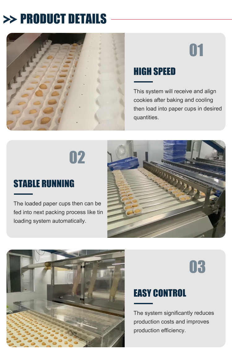 Automatic Paper Cup Laoding System Biscuit Cookie Automatic Paper Cup Packing Machine