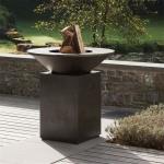 Outdoor Black Charcoal BBQ Grill Metal Barbecue Fire Table With Wood Storage