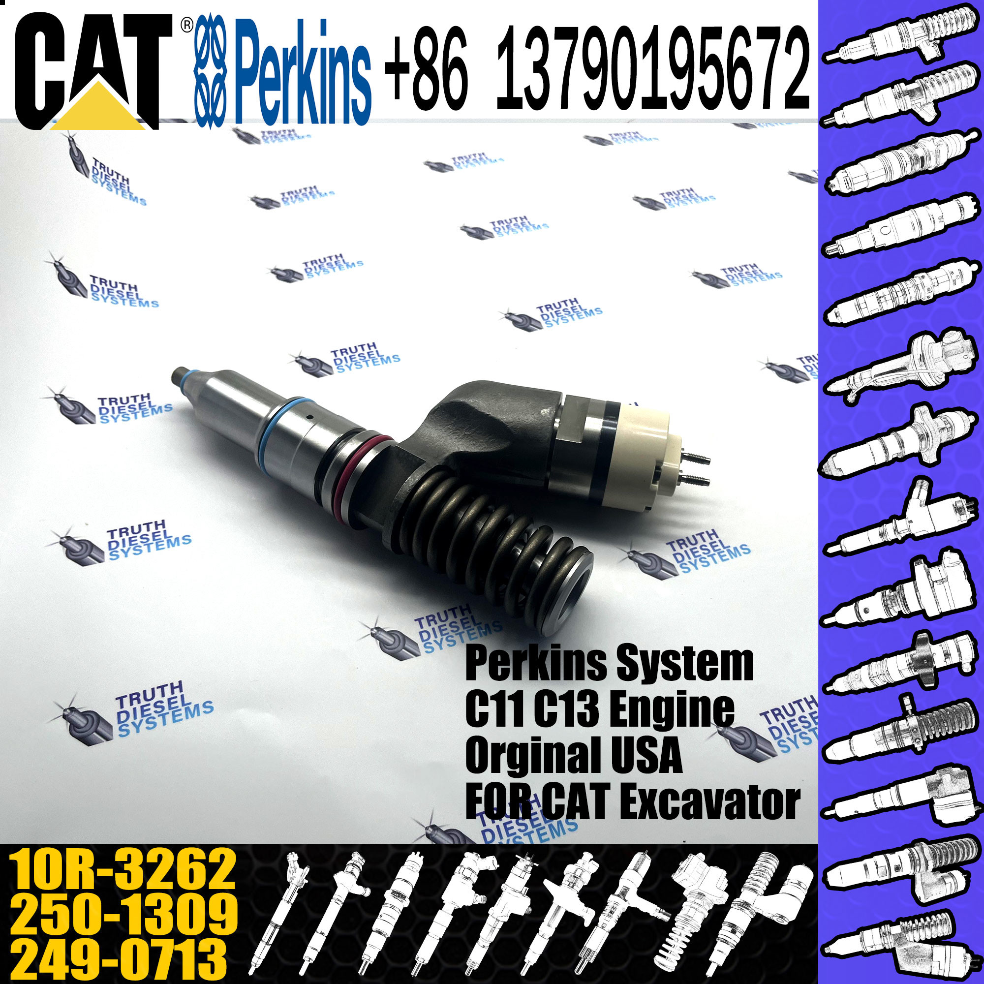Genuine New Quality Diesel Fuel Injector 249-0713 2490713 10R-3262 For CAT C11 C13 Engine