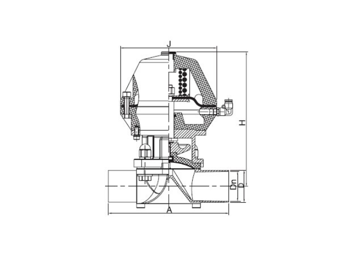 Dimension of Welded Pneumatic Diaphragm Valve