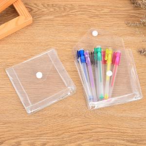 China Clear Pvc Plastic Bag With Snap Button Gift Little Pouch Standing Cosmetic wholesale