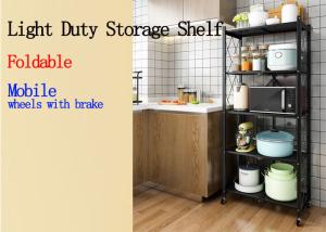 China Foldable Light Duty Shelving With Wheels , 3 Tiers Metal Shelving For Kitchen wholesale