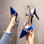 YTH003 Customized Women'S Shoes Autumn New Sexy Word With Satin Rhinestones