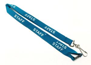 China Staff Logo Teal Color Custom Polyester Lanyards J Hook / Safety Breakaway wholesale