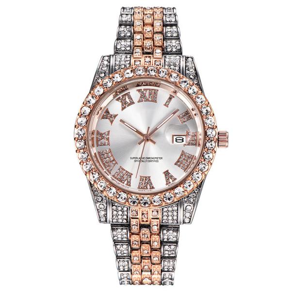 2021 New Hip Hop Jewelry Iced Out Rhinestones Quartz Watches Stainless Steel