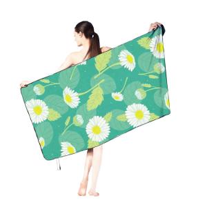 China RPET Plastic Bottle Fiber Custom Design Double Side Printed Recycled Microfiber Suede Beach Towel wholesale