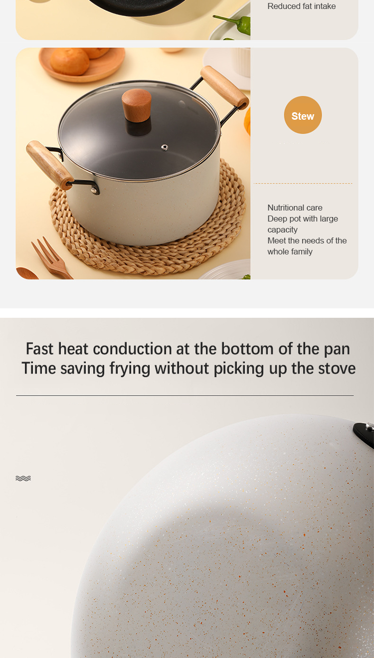 Medical Stone Ollas Cast Iron Cookware Set Non Stick Modern Design Style