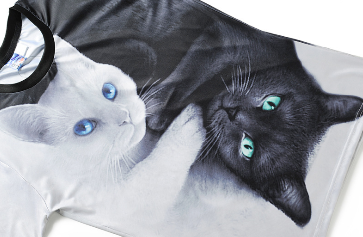 Casual 3d Animal Print T Shirts / Dye Sublimation T Shirts Round Neck