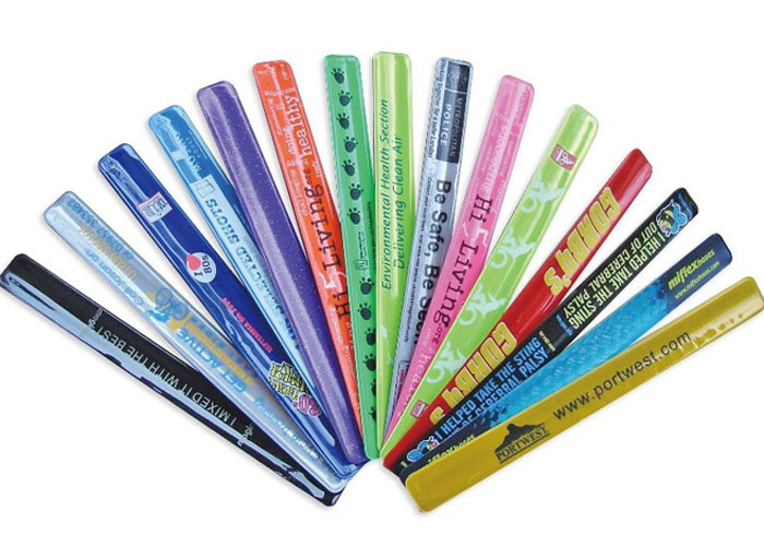 Festival PVC Reflective Slap Wristbands Custom Logo Printed Washable Type