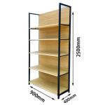 Wooden Shelf Supermarket Display Rack With Four Black Column Customzied