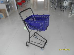 China Small Shop 4 Wheel Shopping Cart , Logo Shopping Basket With Wheels wholesale