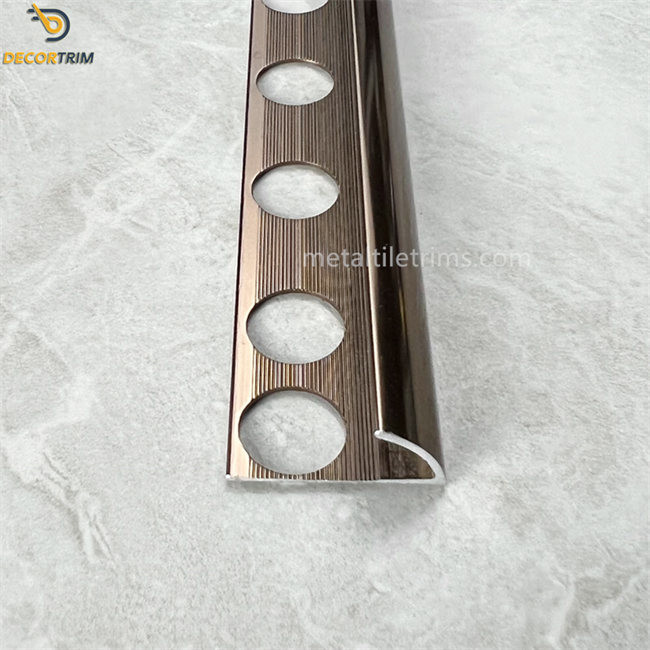 8mm 10mm 12mm Metal Tile Edge Trim Aluminum Curved Outside Corner