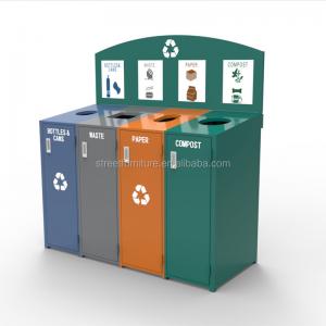 China OEM Outdoor Recycling Containers , Patio Recycling Bins With 4 Compartment on sale
