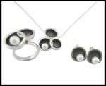 Pearl Round White Pearl Classic Style Silver 925 Jewelry Set with AAA CZ and
