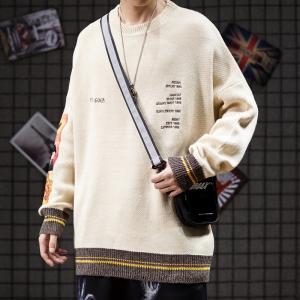 China Khaki Color Block Drop Shoulder Mens Warm Sweaters Breathable wholesale