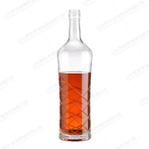 China 500ml 700ml 750ml Round Engraved Glass Bottle with Screw Cap for Vodka Gin Whisky wholesale