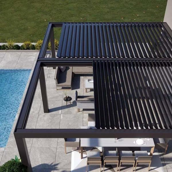 Aluminum Gazebo Villa Garden Shading Outdoor Hardtop Pergola With Retractable