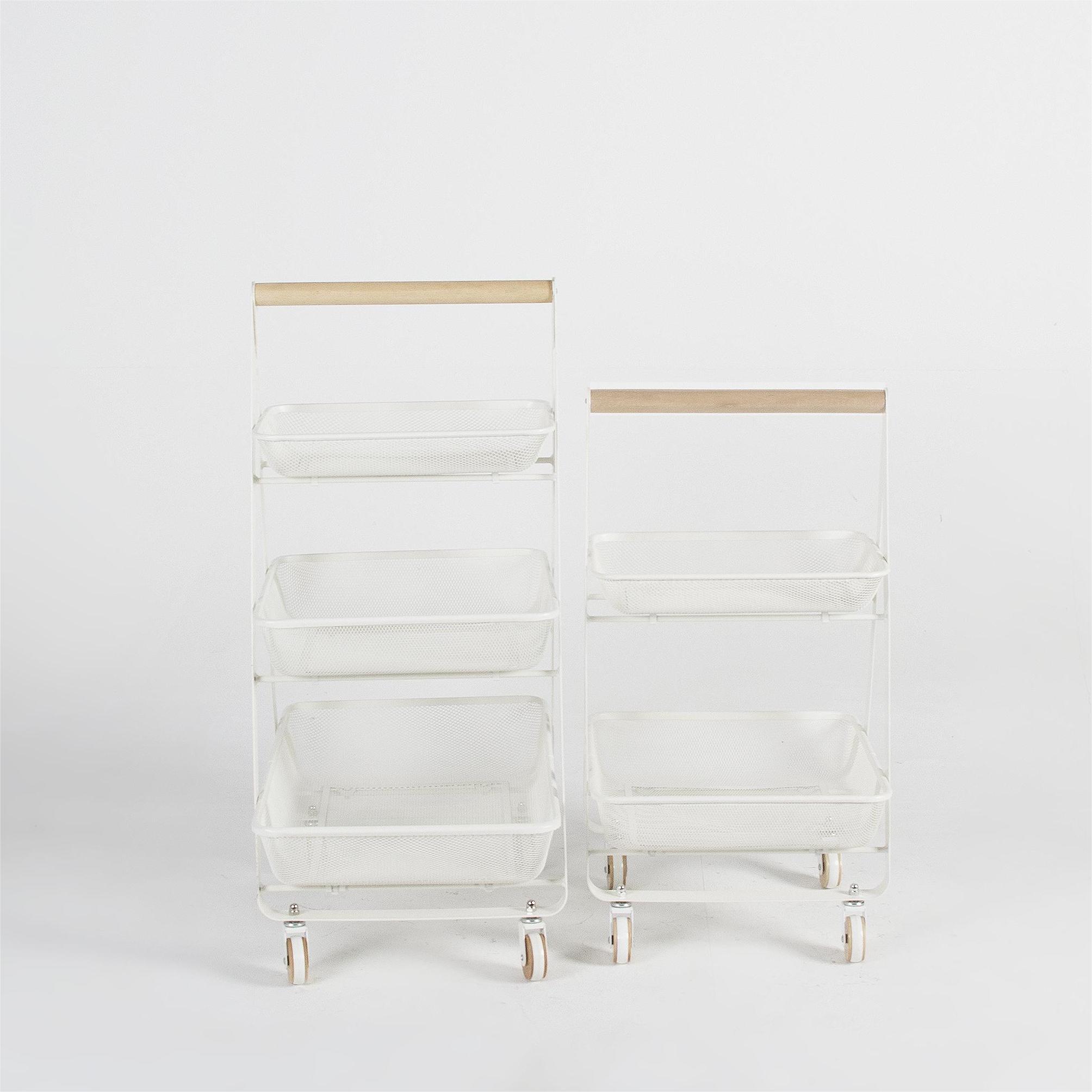 Nordic Shelf Storage Trolley 3 Tier Kitchen Rolling Cart For Space-Saving