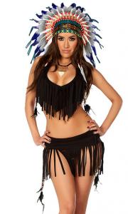 China Balck Spandex Rain Dance Sexy Native American Costume with Size S to XXL Available wholesale