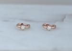 Dia 10mm Gold Opal Huggie Earrings 1.5mm Width For Anniversary