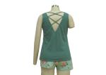 SleeveLess V Neck Ladies Loungewear Sets Jersey Womens Nightwear Sets