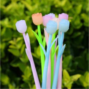 China Colorful Soft Rubber Creative Gel Ink Pen 0.5mm Color Changing Rose Shape Neutral Pen wholesale