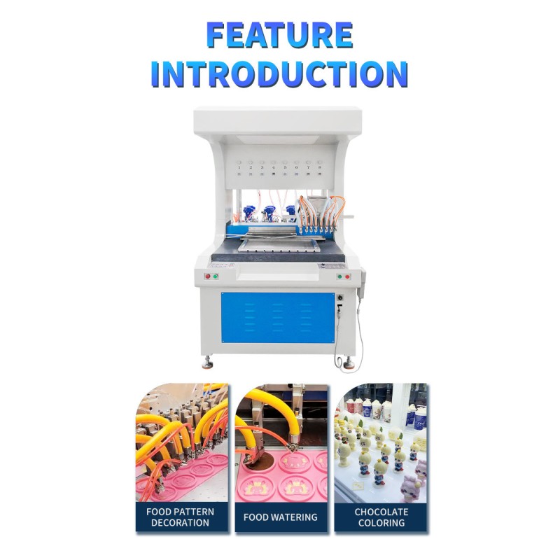 Automatic 8 Colors Cake Decorating Machine Chocolate Candy Dripping Machine