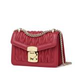Pleated Cowhide Bags Real Leather Cross-body Bag for Lady Flap Bags with Lock